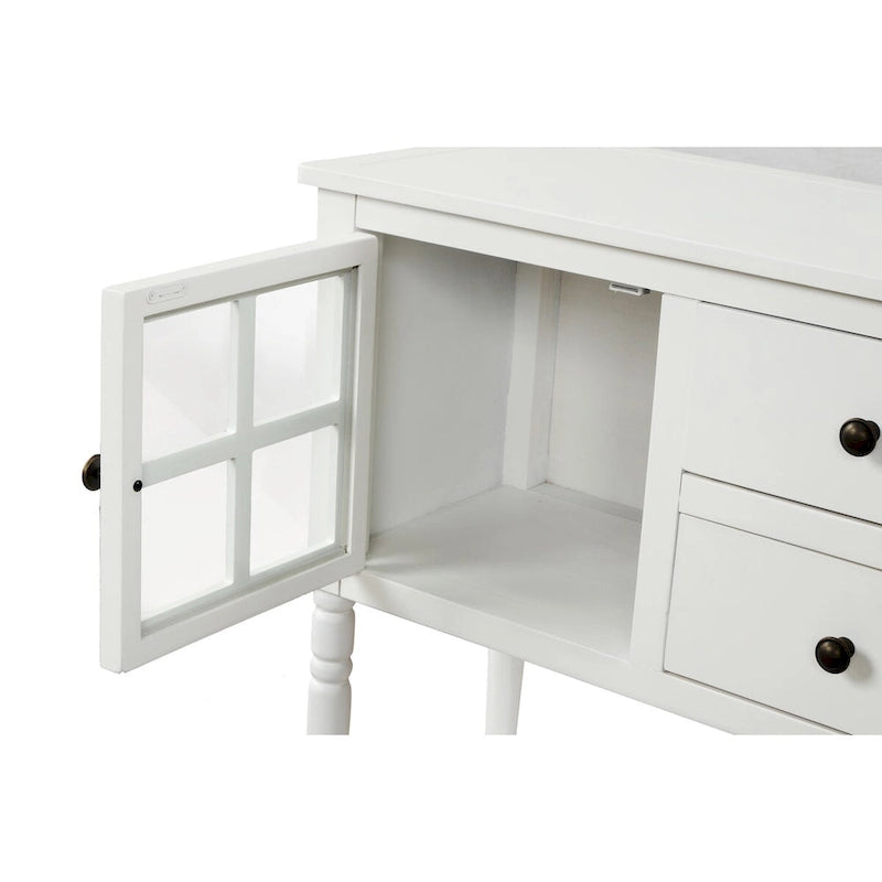 Console d'entrée style ferme en bois blanc, buffet, meuble de rangement