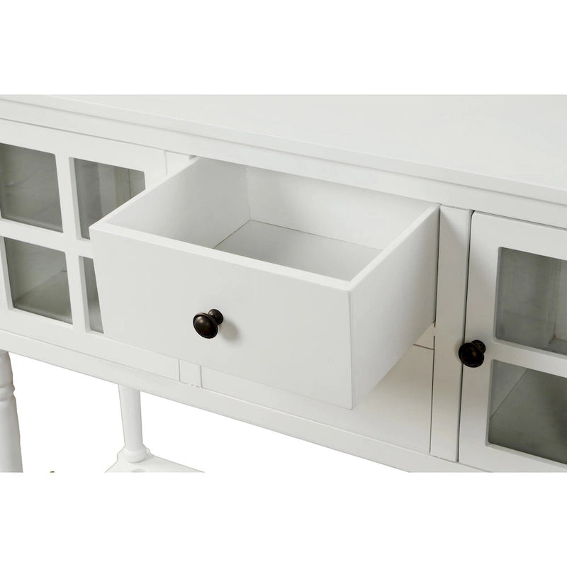 Console d'entrée style ferme en bois blanc, buffet, meuble de rangement