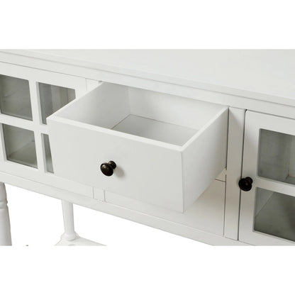 Console d'entrée style ferme en bois blanc, buffet, meuble de rangement